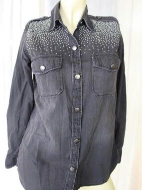 Current/Elliott Black Perfect Shirt with studs